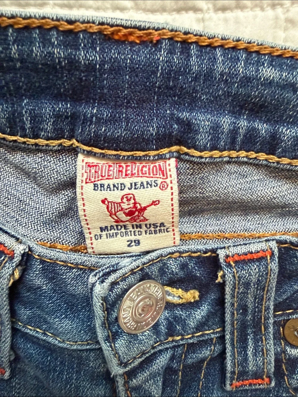 True Religion Men's Straight Leg Faded Blue Jeans
